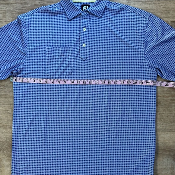 Footjoy Blue and White Gingham Patterned Golf Polo Size Large Mens - Picture 4 of 6